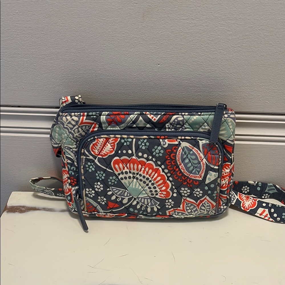 Vera Bradley Vibrant Orange and Green Crossbody Bag with Intricate Patterns